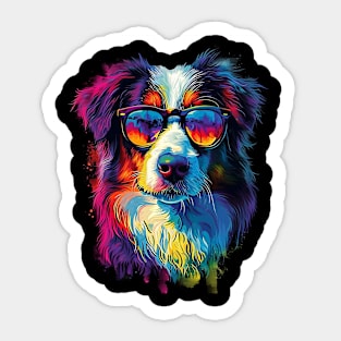 Colourful Cool Golden Doodle Dog with Sunglasses Sticker